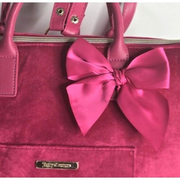 Juicy Couture Pink Velvet Bow Convertible Tote Bag Backpack Fairycore Y2K - Picture 3 of 4